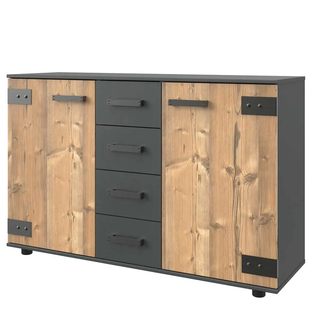 Wohnen Sideboards<Kleines Sideboard in Tannen Dekor - Ardila