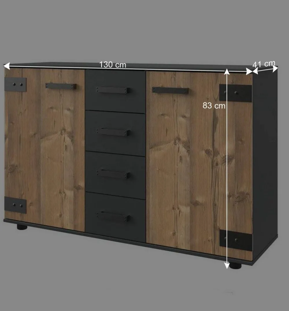 Wohnen Sideboards<Kleines Sideboard in Tannen Dekor - Ardila