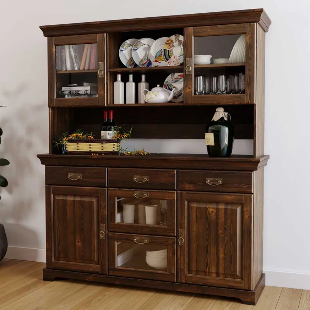 Wohnen Schränke<Kolonialstil Buffet in Kiefer dunkel - Jurcavs