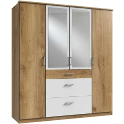 Wohnen Kleiderschränke|Schränke<Kombi Kleiderschrank in Plankeneiche mit Weiß - Curacao