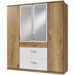 Wohnen Kleiderschränke|Schränke<Kombi Kleiderschrank in Plankeneiche mit Weiß - Curacao