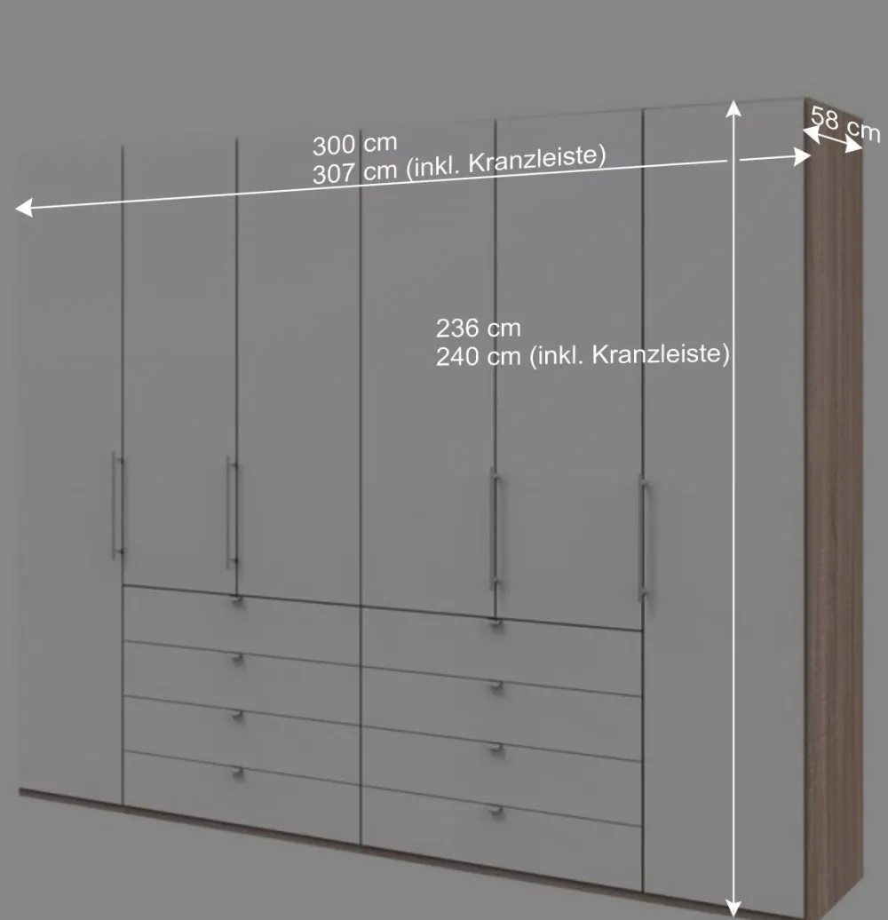 Wohnen Kleiderschränke|Schränke<Kombi Kleiderschrank mit Schubkästen und Falttüren - Vaclyn