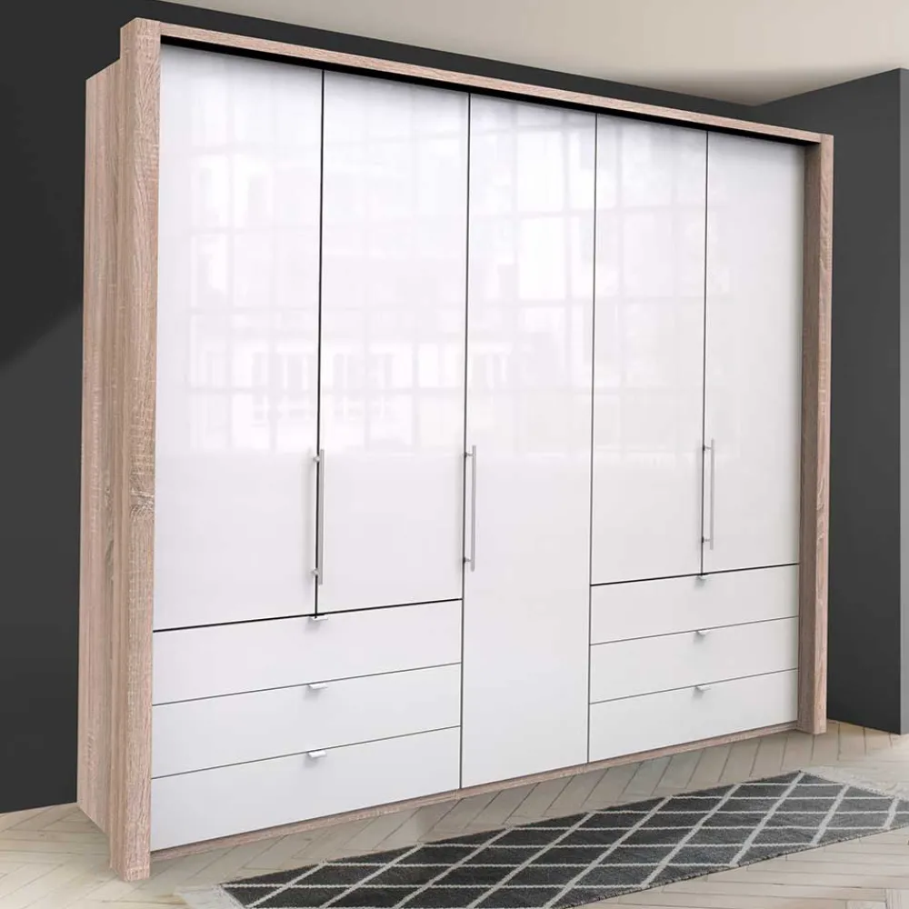 Wohnen Kleiderschränke<Kombi Schlafzimmer-Kleiderschrank in Weiß Glas - Bosays