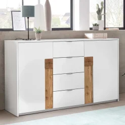 Wohnen Sideboards<Kombi Sideboard in Weiß & Asteiche - Solvidda