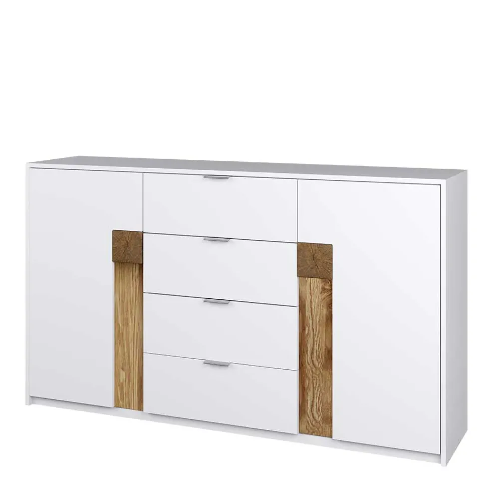 Wohnen Sideboards<Kombi Sideboard in Weiß & Asteiche - Solvidda