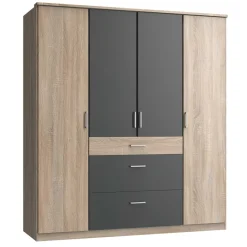 Wohnen Kleiderschränke|Schränke<Kombi-Drehtürenschrank in Eiche Sägerau - Danah