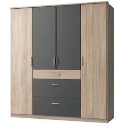 Wohnen Kleiderschränke|Schränke<Kombi-Drehtürenschrank in Eiche Sägerau - Danah