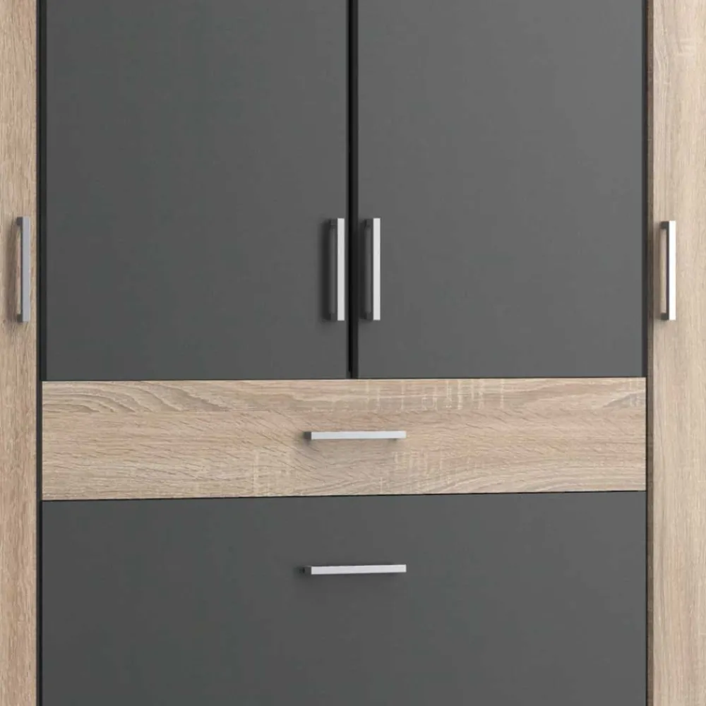 Wohnen Kleiderschränke|Schränke<Kombi-Drehtürenschrank in Eiche Sägerau - Danah