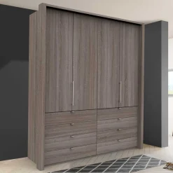 Wohnen Kleiderschränke<Kombi-Falttürenschrank mit acht Schubladen - Crenba