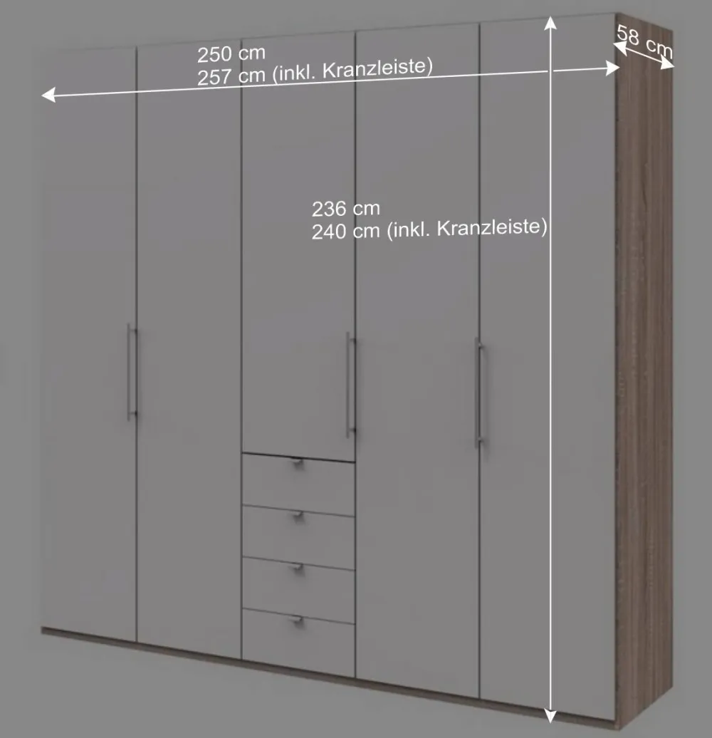 Wohnen Kleiderschränke|Schränke<Kombi-Kleiderschrank 3 türig & 4 Schubladen - Vaclyn