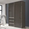 Wohnen Kleiderschränke|Schränke<Kombi-Kleiderschrank in Braun Glasfront - 165 cm - Preema