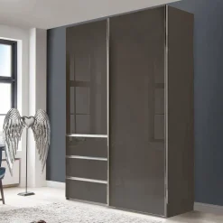 Wohnen Kleiderschränke|Schränke<Kombi-Kleiderschrank in Braun Glasfront - 165 cm - Preema