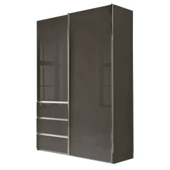 Wohnen Kleiderschränke|Schränke<Kombi-Kleiderschrank in Braun Glasfront - 165 cm - Preema