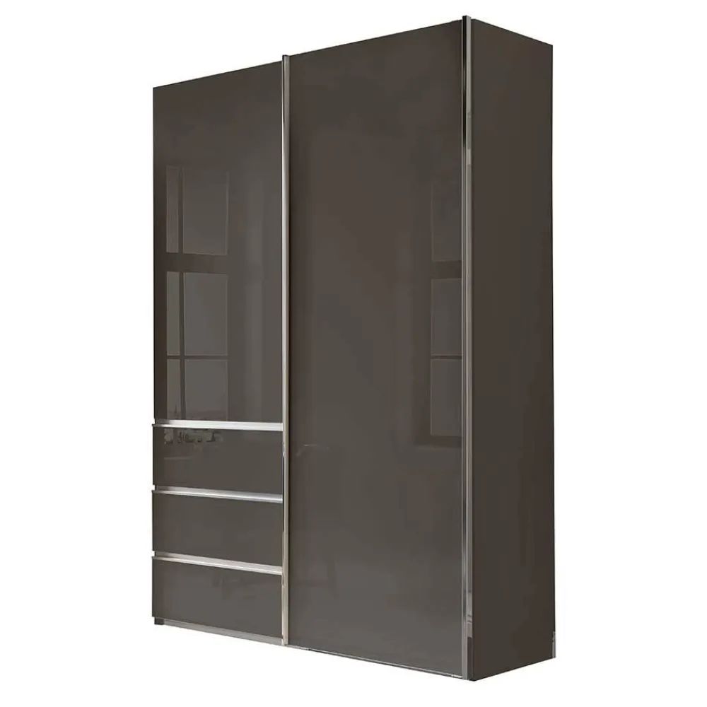 Wohnen Kleiderschränke|Schränke<Kombi-Kleiderschrank in Braun Glasfront - 165 cm - Preema