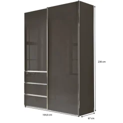 Wohnen Kleiderschränke|Schränke<Kombi-Kleiderschrank in Braun Glasfront - 165 cm - Preema
