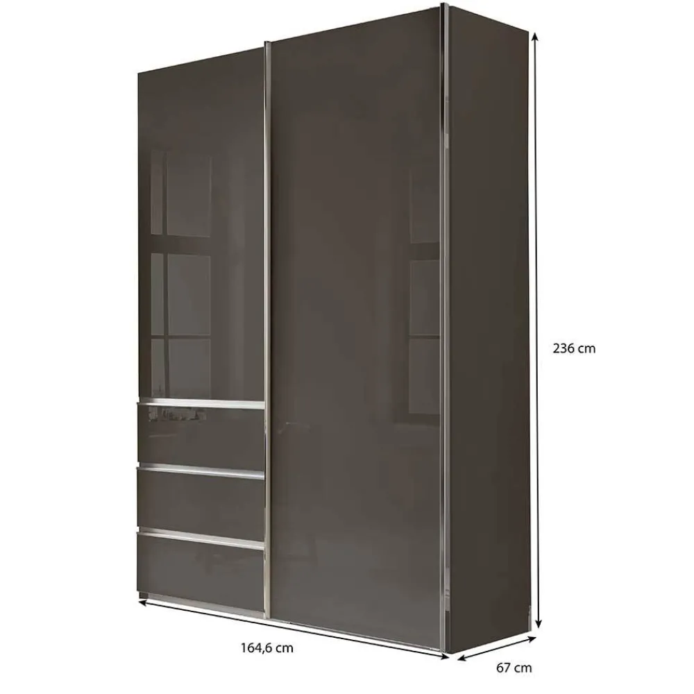Wohnen Kleiderschränke|Schränke<Kombi-Kleiderschrank in Braun Glasfront - 165 cm - Preema