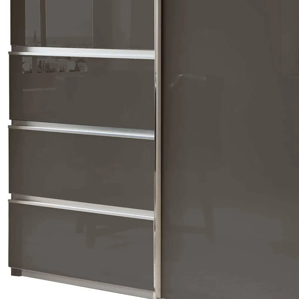 Wohnen Kleiderschränke|Schränke<Kombi-Kleiderschrank in Braun Glasfront - 165 cm - Preema