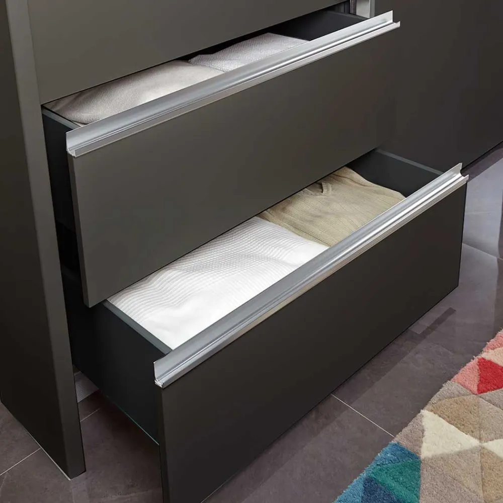 Wohnen Kleiderschränke|Schränke<Kombi-Kleiderschrank in Braun Glasfront - 165 cm - Preema