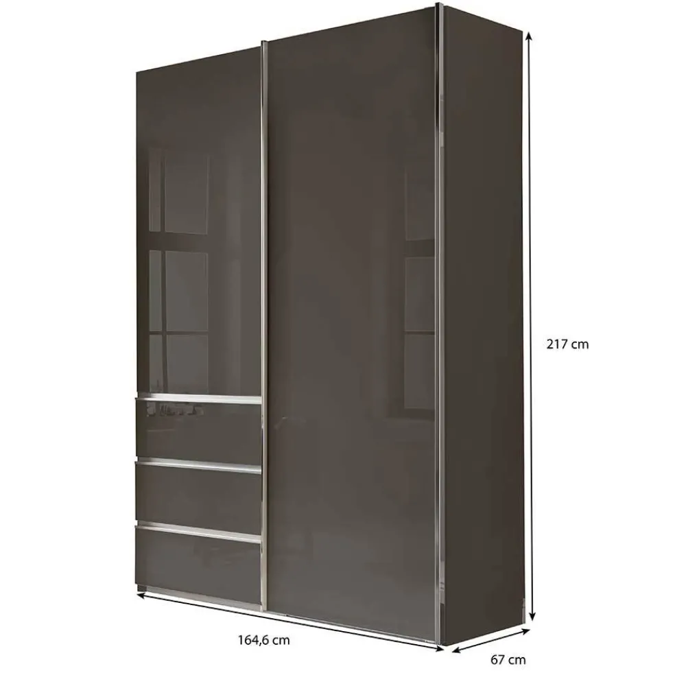 Wohnen Kleiderschränke|Schränke<Kombi-Kleiderschrank in Braun Glasfront - 165 cm - Preema
