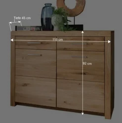 Wohnen Sideboards<Kombi-Kommode aus geöltem Wildeiche Massivholz - Loitons