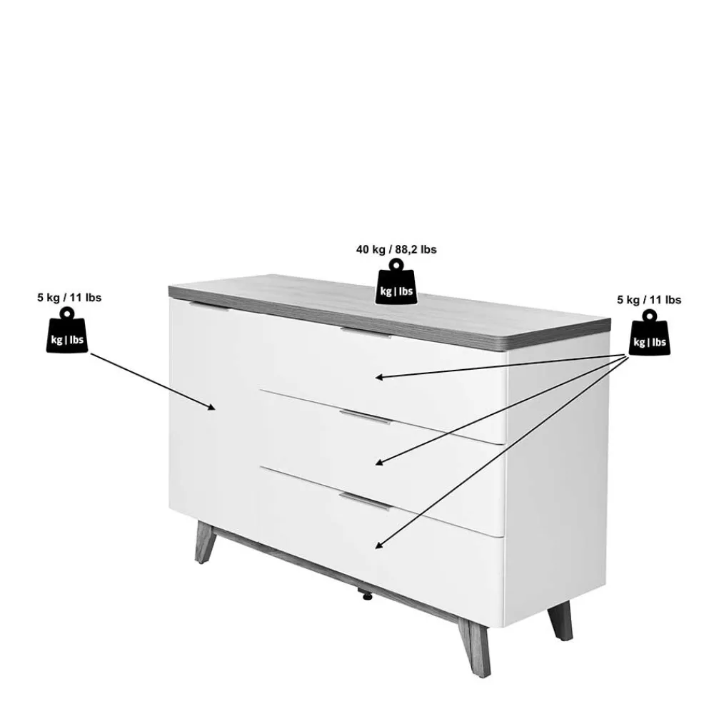 Wohnen Tv & Hifi-Möbel<Kombi-Kommode in Weiß und Kerneiche - Xuana