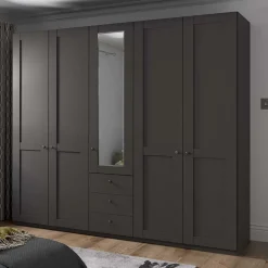 Wohnen Kleiderschränke|Schränke<Kombi-Schlafzimmerschrank in Dunkelgrau - Mataram