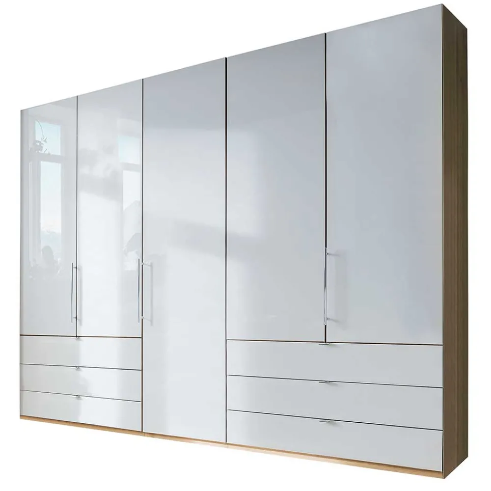 Wohnen Kleiderschränke|Schränke<Kombi-Schlafzimmerschrank in Weiß & Eiche Bianco - Nuetran