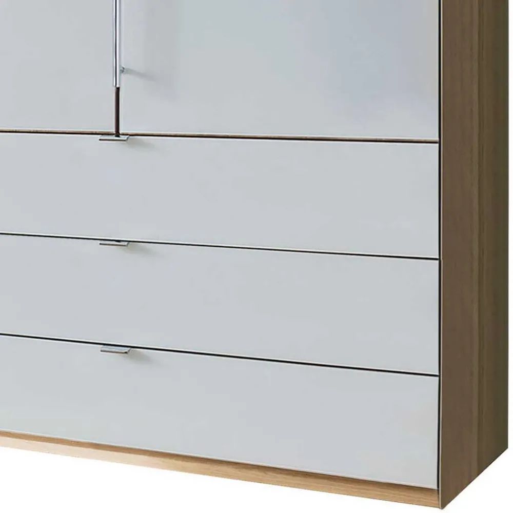 Wohnen Kleiderschränke|Schränke<Kombi-Schlafzimmerschrank in Weiß & Eiche Bianco - Nuetran