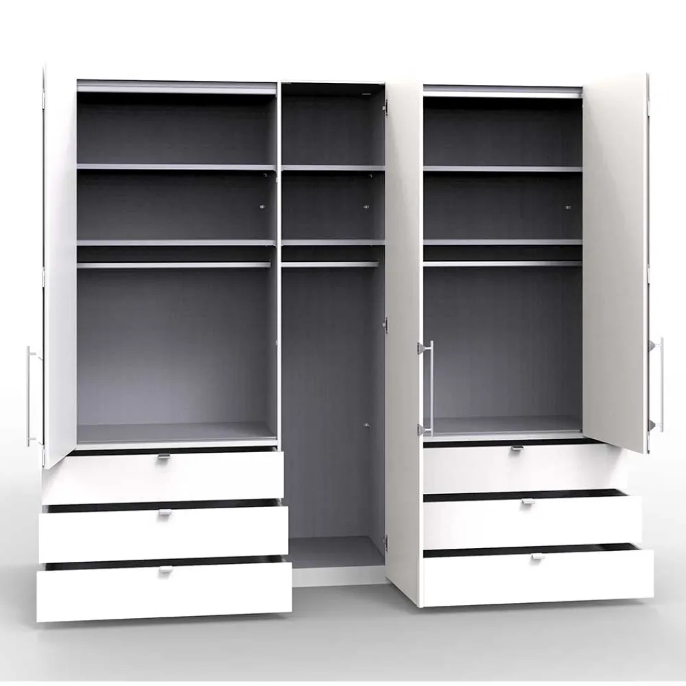 Wohnen Kleiderschränke|Schränke<Kombi-Schlafzimmerschrank in Weiß & Eiche Bianco - Nuetran