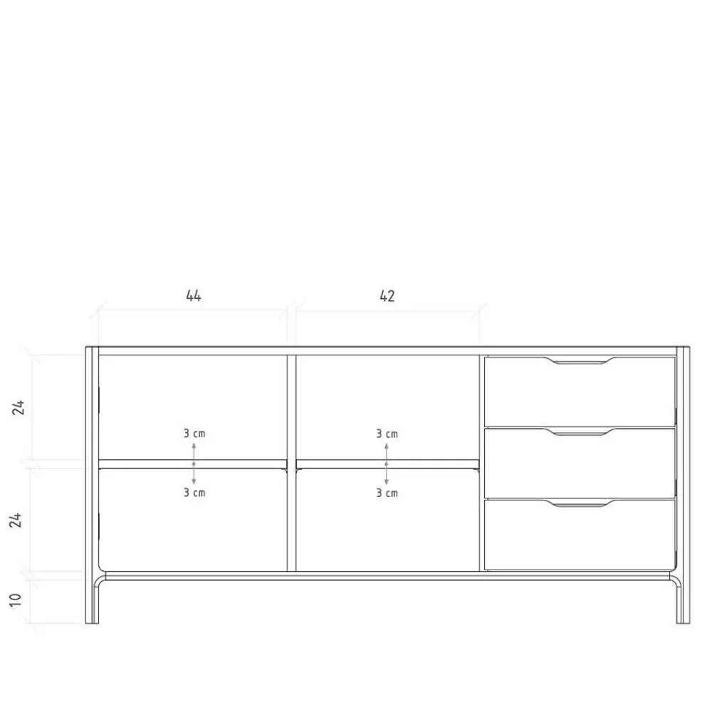 Wohnen Tv & Hifi-Möbel|Lowboards<Kombi-Sideboard aus Wildeiche Massivholz - Laida