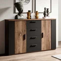 Wohnen Sideboards<Kommode fürs Schlafzimmer in Eiche Dunkel - Prabhaa