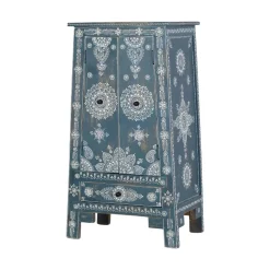 Wohnen Highboards<Kommode in Blau mit weißer Bemalung - Fleet