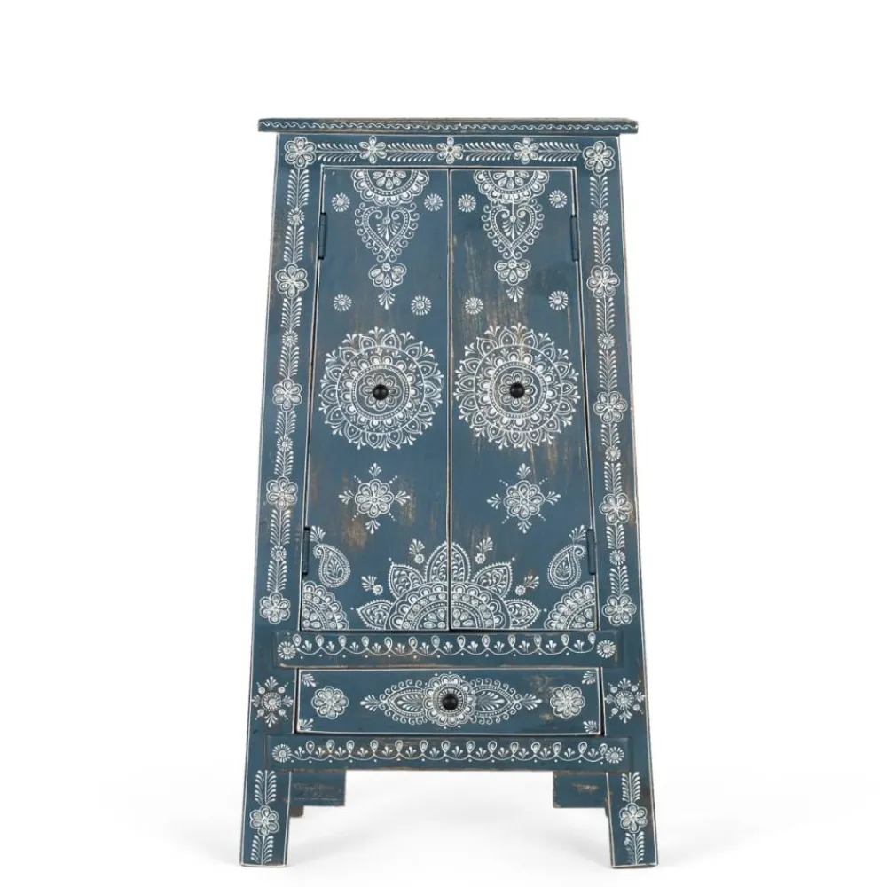 Wohnen Highboards<Kommode in Blau mit weißer Bemalung - Fleet