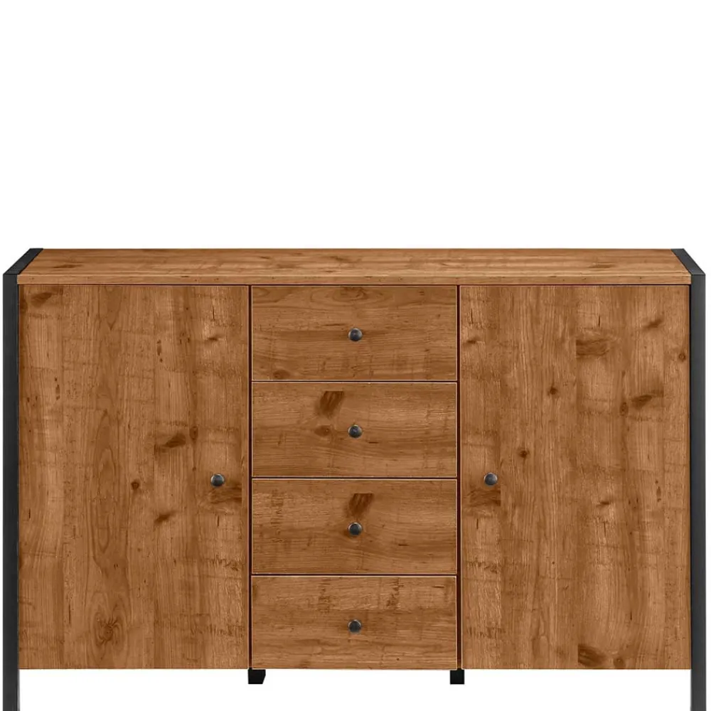 Wohnen Sideboards<Kommode in Eiche Holzoptik und Schwarz - Lavion