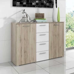 Wohnen Sideboards<Kommode in Eiche San Remo & Weiß - Anglivia