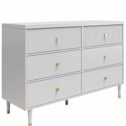 Wohnen Sideboards<Kommode in Hellgrau mit Gold - Imano