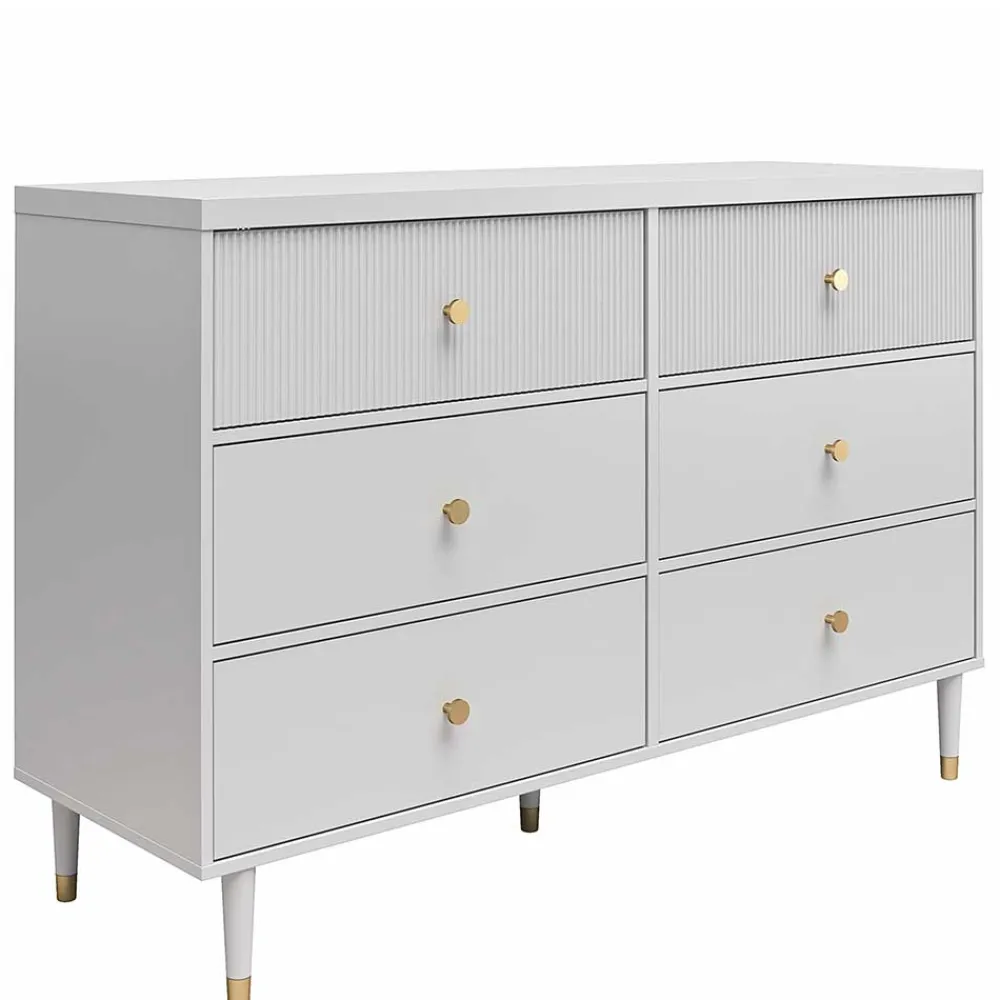 Wohnen Sideboards<Kommode in Hellgrau mit Gold - Imano