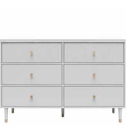 Wohnen Sideboards<Kommode in Hellgrau mit Gold - Imano