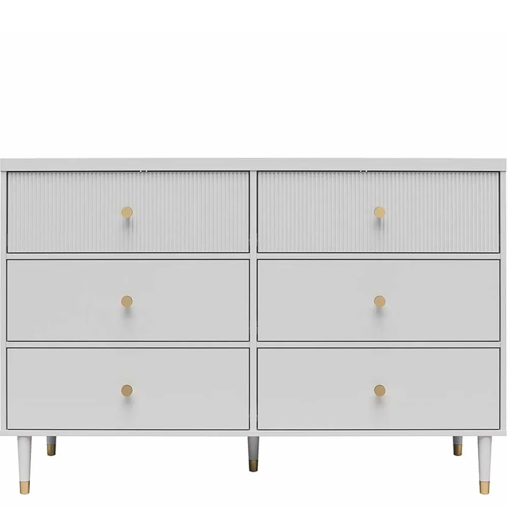 Wohnen Sideboards<Kommode in Hellgrau mit Gold - Imano