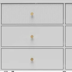 Wohnen Sideboards<Kommode in Hellgrau mit Gold - Imano
