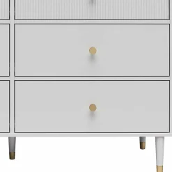 Wohnen Sideboards<Kommode in Hellgrau mit Gold - Imano