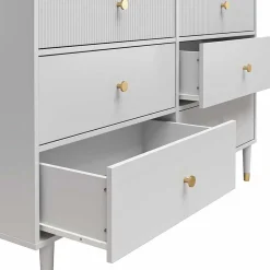 Wohnen Sideboards<Kommode in Hellgrau mit Gold - Imano