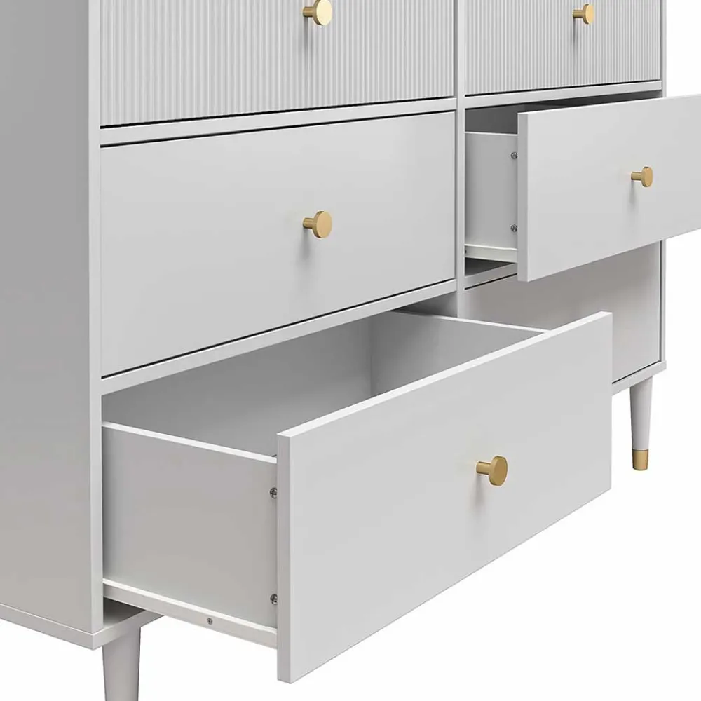 Wohnen Sideboards<Kommode in Hellgrau mit Gold - Imano