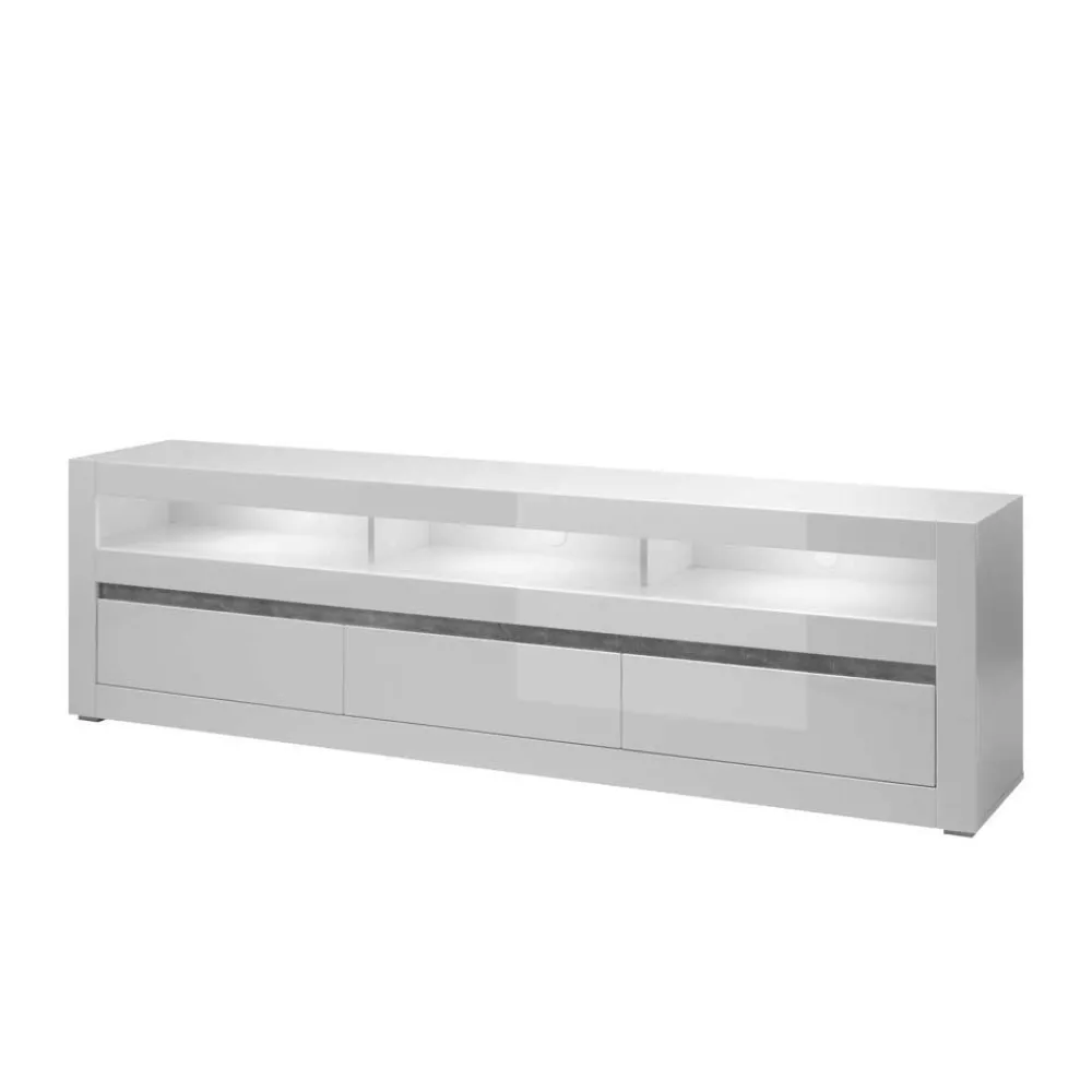 Wohnen Wohnwände<Kompakte TV Wand in Weiß Hochglanz Mextra mit Lowboard (zweiteilig)