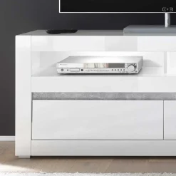 Wohnen Wohnwände<Kompakte TV Wand in Weiß Hochglanz Mextra mit Lowboard (zweiteilig)