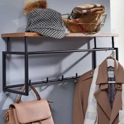 Wohnen Garderoben<Kompakte Wandgarderobe mit Holz Hutboden - Burgossi
