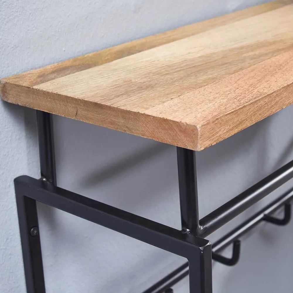 Wohnen Garderoben<Kompakte Wandgarderobe mit Holz Hutboden - Burgossi