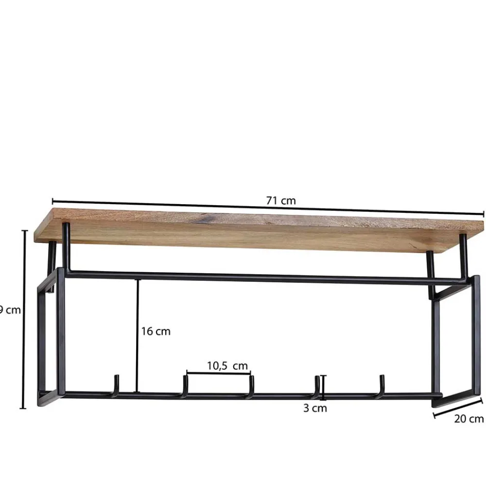 Wohnen Garderoben<Kompakte Wandgarderobe mit Holz Hutboden - Burgossi