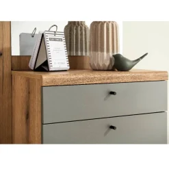 Wohnen Garderoben<Kompakt-Garderobe in Eiche Optik und Graugrün - Oliva
