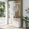 Wohnen Garderoben<Kompaktgarderobe in Weiß und Wildeiche Optik - Yumagno